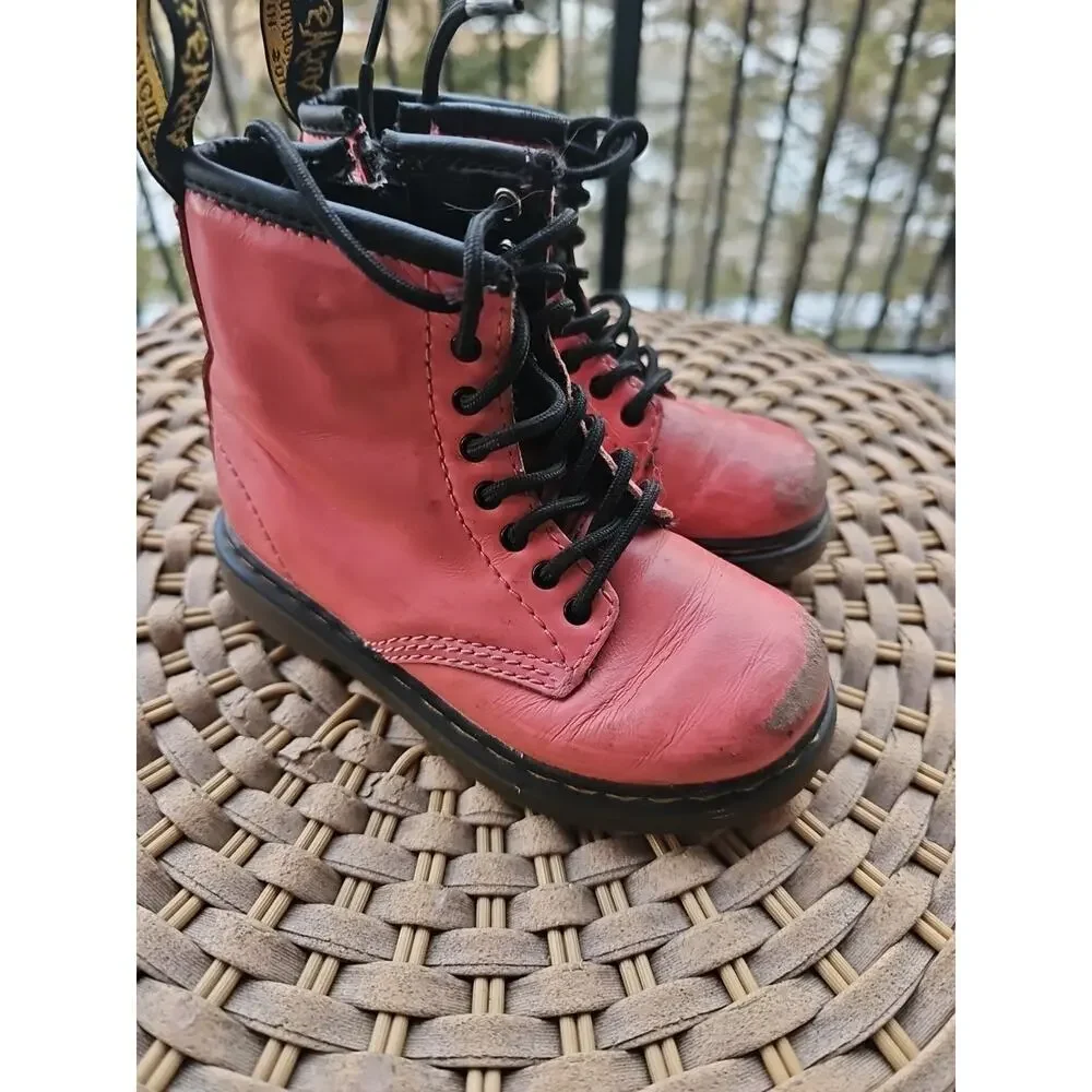 Dr. Martens Youth Toddler Leather Pink Ankle Boots 7 UK 8 US 24 EU 1460T Kids